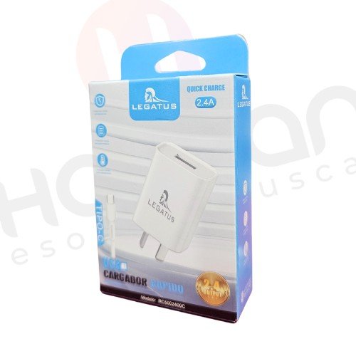 CARG. 220V. USB RAPIDO 2.4A C/CBLE TIPO C LEGATUS