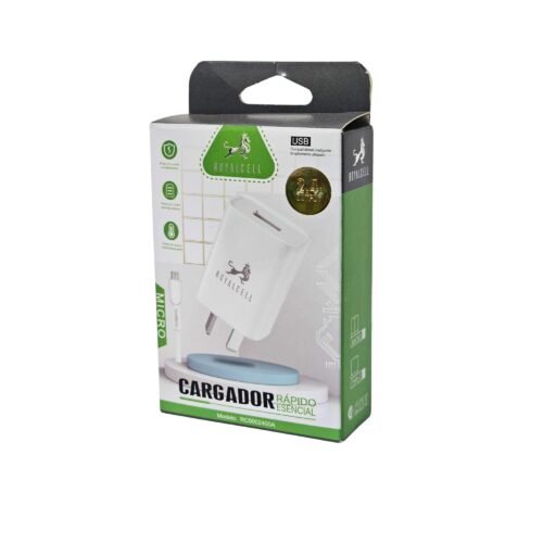 CARG. 220V DOBLE USB 2.4A C/CABLE V8 PATAS CRUZADAS ROYALCELL