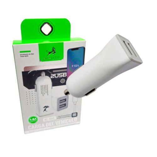 CARGADOR AUTO 12V-24V 4.8A USB + CABLE