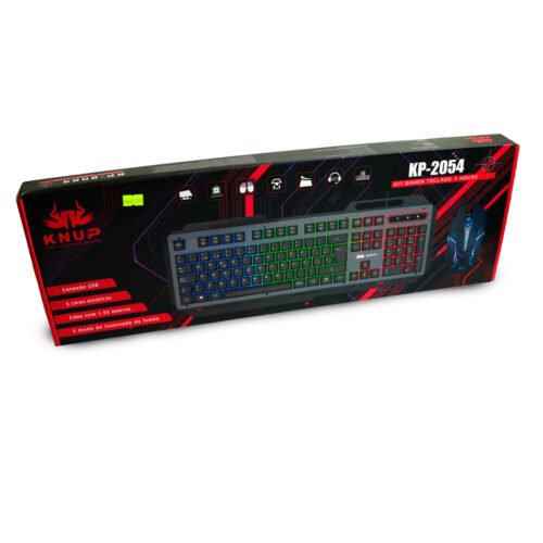 KIT TECLADO Y MOUSE GAMER RETROILUMINADO KNUP KP-2054