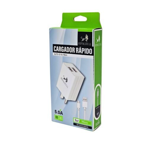 Cargador 220V Doble USB 5A Cable V8 Royalcell