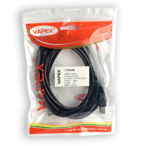 Cable USB-A M. A USB-B M. 4Mt Vapex Lta435 (Impresora)
