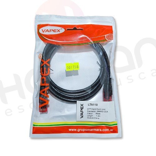 Cable Red/Utp Armado Rj45 A Rj45. 1.2Mts Cat 6 Vapex